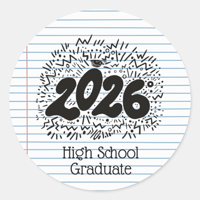 Pegatina Redonda High School Graduate Loose Leaf Paper Sticker (Anverso)