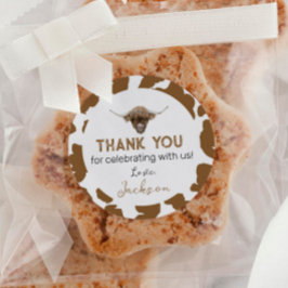 Pegatina Redonda Highland Cow Labs Birthday Baby Shower