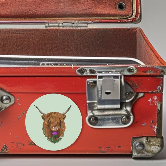 Pegatina Redonda Highland Scottish Cow Purple Celtic Knot Work (Subido por el creador)