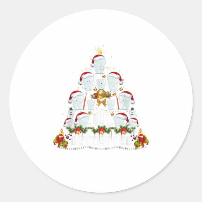 Pegatina Redonda Higiene dental Oh Navidad dental (Anverso)
