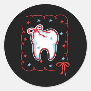 Pegatina Redonda Higienista dental 4 de julio Coquett Dentista Amer