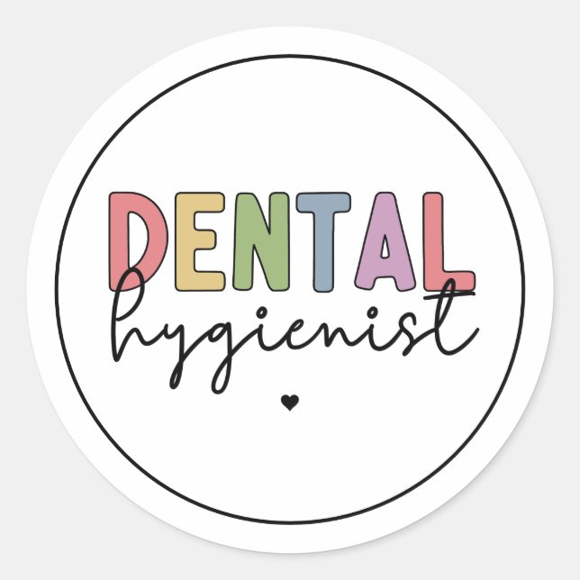 Pegatina Redonda Higienista Dental RDH Registrado Higienista Dental (Anverso)