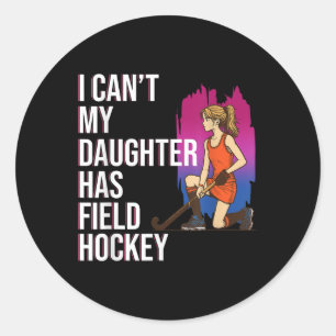 Pegatina Redonda Hija de Hockey sobre Césped Deportista Amante Expe