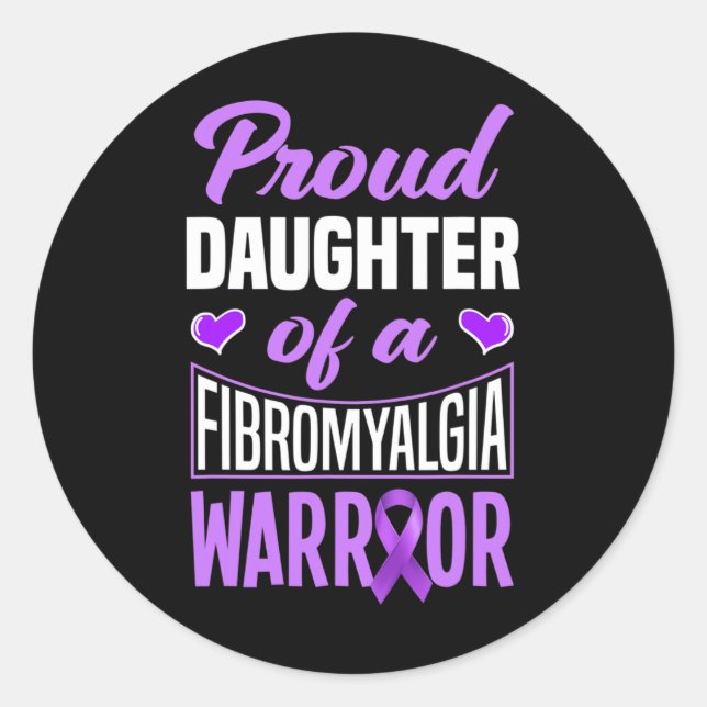 Pegatina Redonda Hija De Un Guerrero De La Fibromialgia (Anverso)