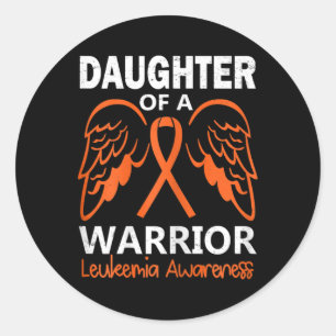Pegatina Redonda Hija de un guerrero ganadora de ángel de concienci