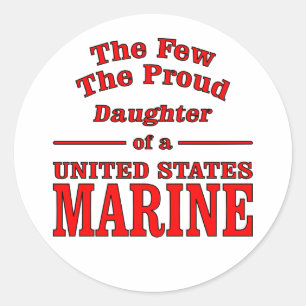 Pegatina Redonda Hija De Una Marina De Los Estados Unidos