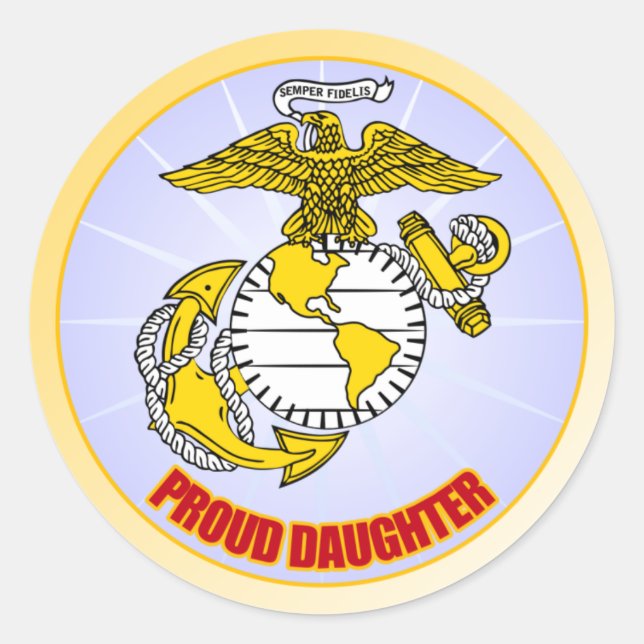 Pegatina Redonda Hija orgullosa de USMC (Anverso)