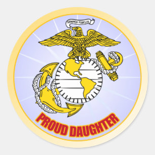 Pegatina Redonda Hija orgullosa del USMC