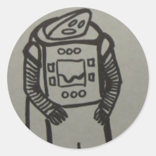 Pegatina Redonda hijo de robot triste