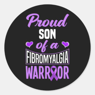 Pegatina Redonda Hijo De Un Guerrero De La Fibromialgia