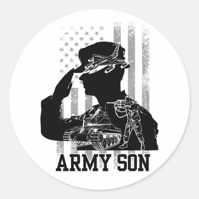 Pegatina Redonda Hijo del Ejército (Anverso)