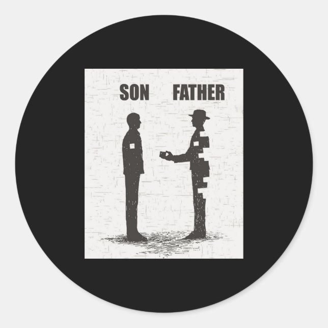 Pegatina Redonda Hijo y padre (Anverso)