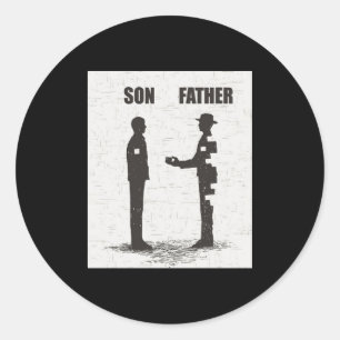 Pegatina Redonda Hijo y padre