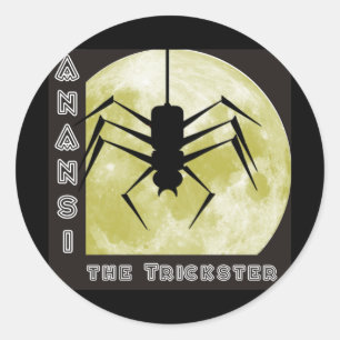 Pegatina Redonda Hila Anansi trickster de spider aquel spi