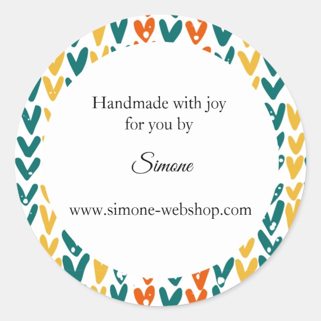 Pegatina Redonda Hilados de hilados de punto hechos a mano (Anverso)