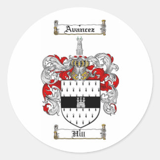 PEGATINA REDONDA HILL FAMILILILE CREST - RECUBRIMIENTO DE ARMAS DE