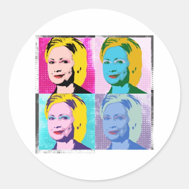 Pegatina Redonda hillary 2016 arte pop - -  (Anverso)