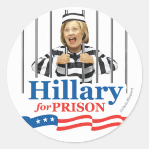Pegatina Redonda HILLARY A LA CÁRCEL! Enciérrenla! VIRAL GRANDE 3 P
