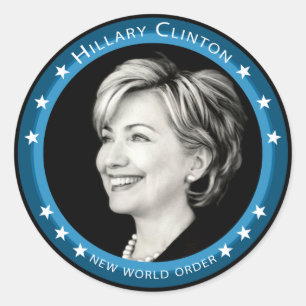 Pegatina Redonda hillary clinton 08. pintoresco.