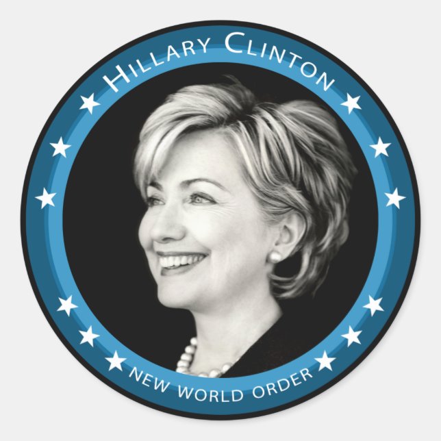 Pegatina Redonda hillary clinton 08. pintoresco. (Anverso)