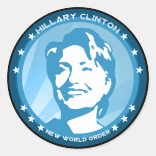 Pegatina Redonda hillary clinton 08. rayos azules.