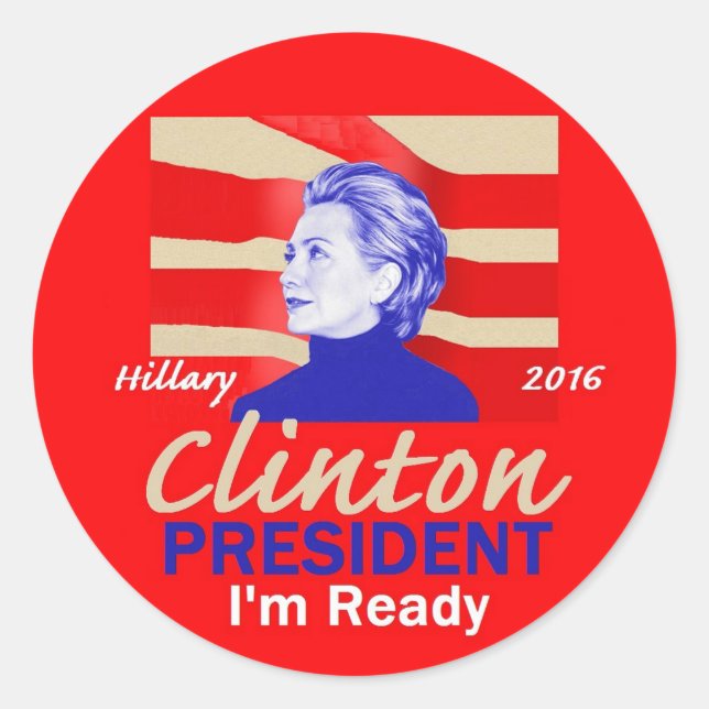 Pegatina Redonda Hillary CLINTON 2016 (Anverso)