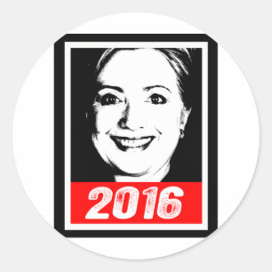 Pegatina Redonda HILLARY CLINTON 2016 INK ART.png