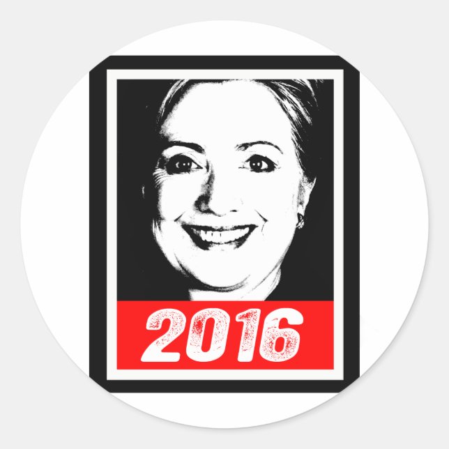 Pegatina Redonda HILLARY CLINTON 2016 INK ART.png (Anverso)