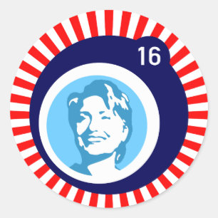 Pegatina Redonda hillary clinton blueBubble red Rays