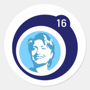 Pegatina Redonda hillary clinton burbuja azul