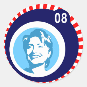 Pegatina Redonda hillary Clinton: burbujas azules:
