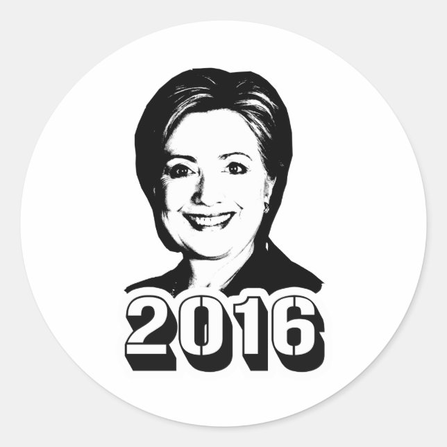 Pegatina Redonda HILLARY CLINTON EN 2016.png (Anverso)