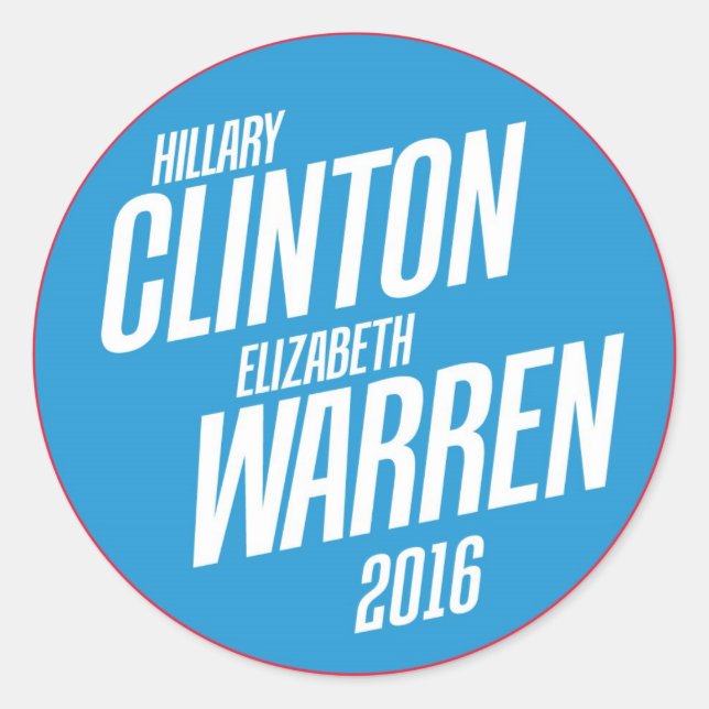 Pegatina Redonda Hillary Clinton - Pegatinas de Elizabeth Warren 20 (Anverso)