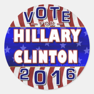 Pegatina Redonda Hillary Clinton Presidente Demócrata Electoral 201