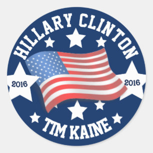 Pegatina Redonda Hillary Clinton y Tim Kaine 2016