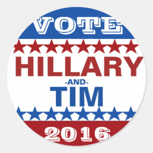 Pegatina Redonda Hillary Clinton y Tim Kaine 2016