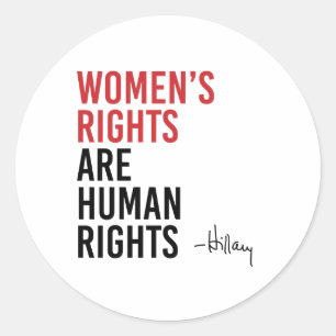 Pegatina Redonda Hillary - Los derechos de las mujeres son derechos