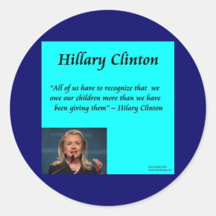 Pegatina Redonda Hillary Niños "Por Los Niños" Cita