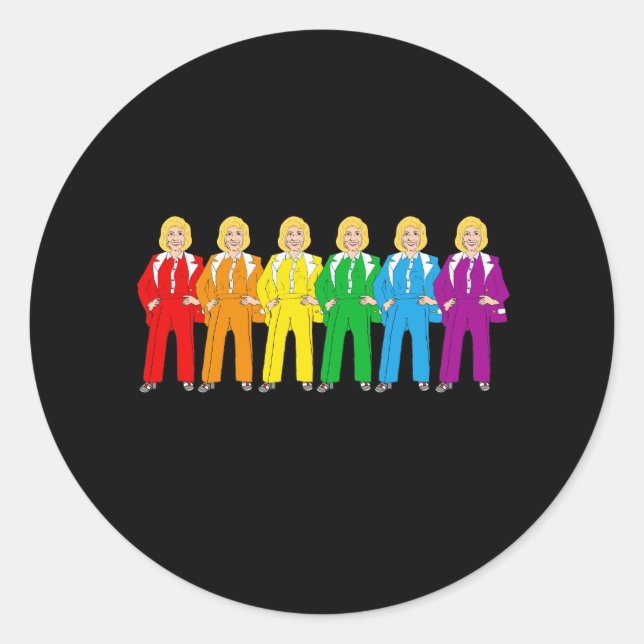 Pegatina Redonda Hillary Pantsuit Pride - (Anverso)