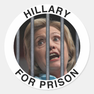 Pegatina Redonda Hillary para la cárcel