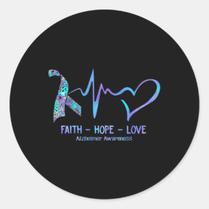 Pegatina Redonda Himerheimer Awareness Faith - Esperanza - Amor