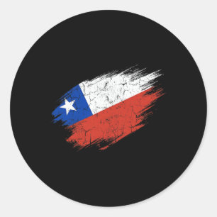 Pegatina Redonda Hincha de fútbol de Chile Bandera desgastada Orgul