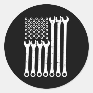 Pegatina Redonda Hinchas de la Mecánica Mecánica de Bandera America