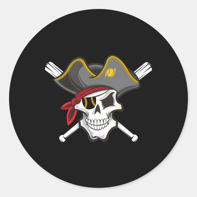 Pegatina Redonda Hinchas Del Cráneo Pirata De Béisbol De Pittsburgh (Anverso)