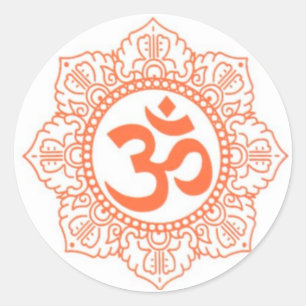 PEGATINA REDONDA HINDU - BUDDHA SÍMBOLOS OM, OHM