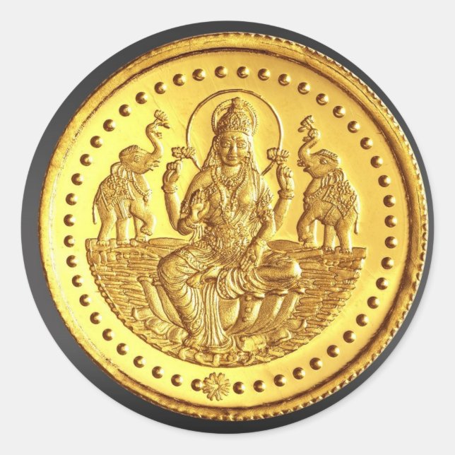 PEGATINA REDONDA HINDU GODDESS LAKSHMI (Anverso)