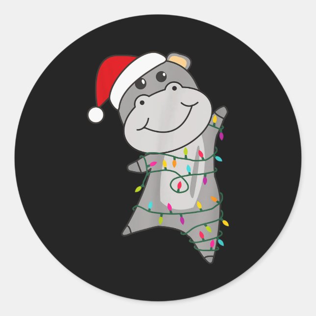 Pegatina Redonda Hip Happy Christmas Fairy Lights Sweet Animals Hip (Anverso)