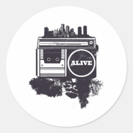 PEGATINA REDONDA HIP HOP