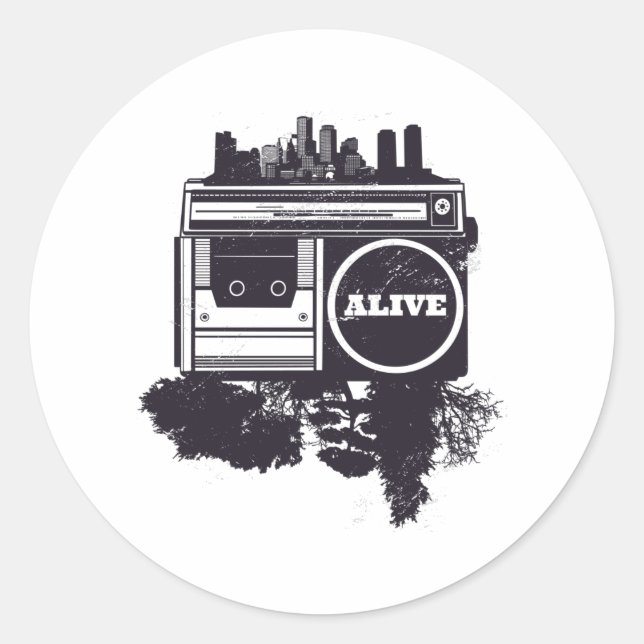 PEGATINA REDONDA HIP HOP (Anverso)