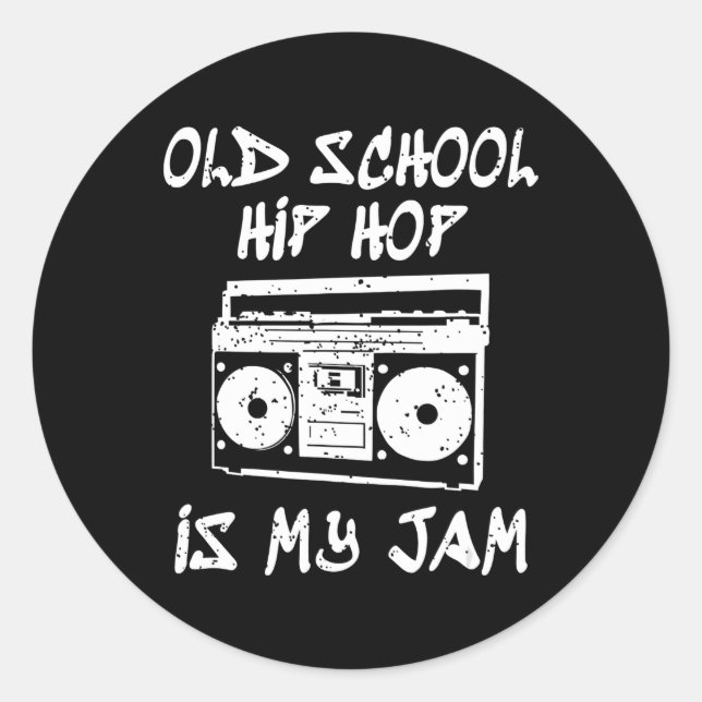 Pegatina Redonda Hip Hop Colegio Antiguo Boombox Music Lover (Anverso)